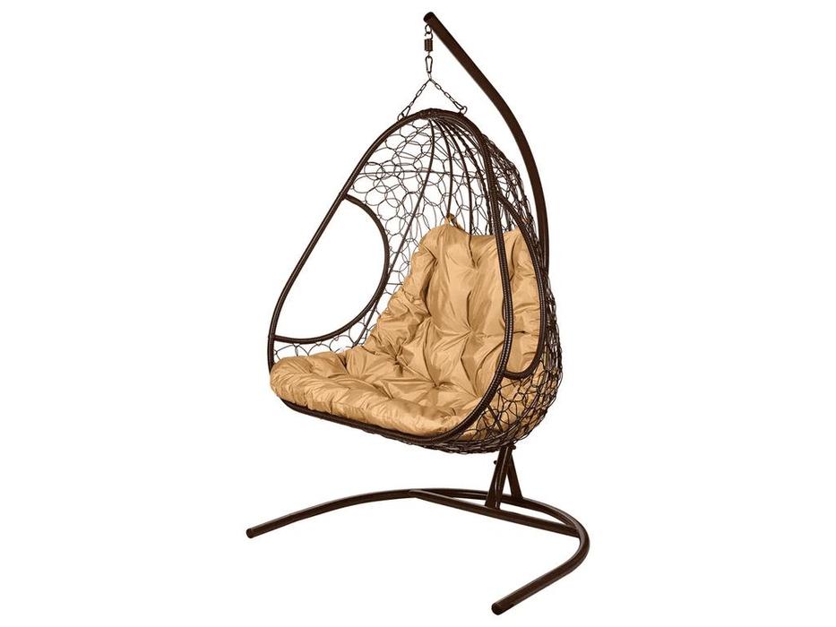 Bradexhome: Релакс: кресло подвесное  двойное с опорой (коричневый)