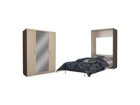 Волхова: кровать-трансформер  вертикальная с зеркалом 160х200 (дуб венге, дуб молочный)