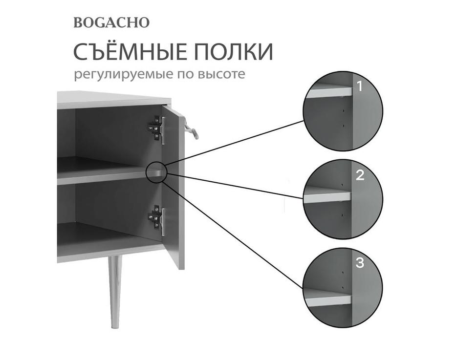 Bogacho: Арт: тумба под телевизор  с дверцами (молочно серый)