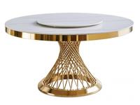 Linhai Lanzhu: Мелоди: стол обеденный  (белый мрамор, золото)