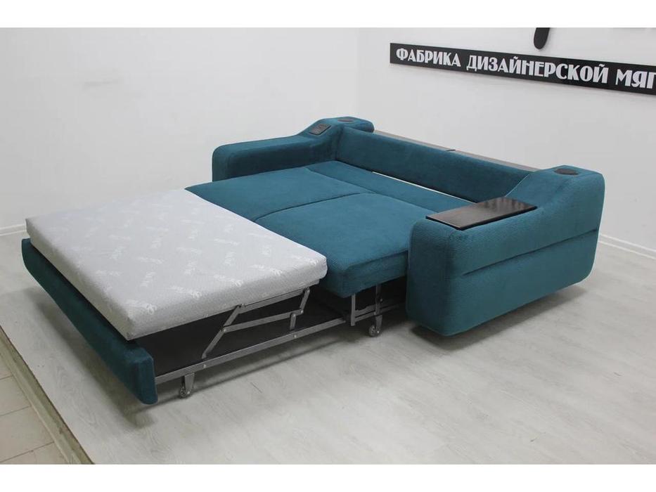 SofTime: Марко: диван 3 местный раскладной с накладкой и баром (синий)