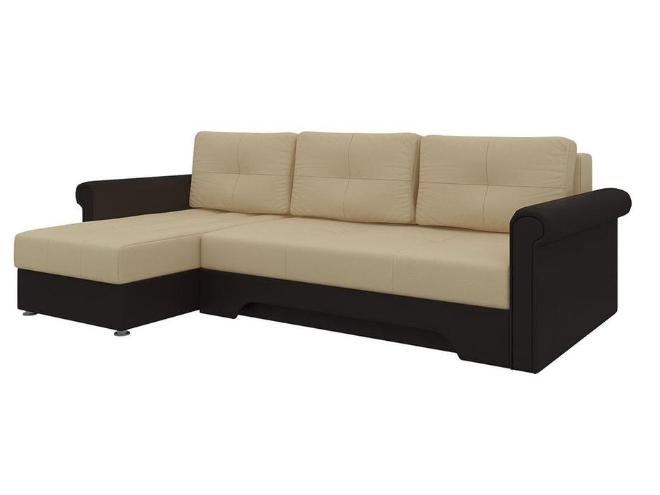 Лига Диванов: Леон: диван угловой (бежевый/коричневый)