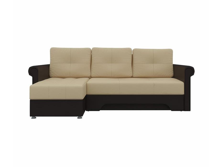 Лига Диванов: Леон: диван угловой (бежевый/коричневый)