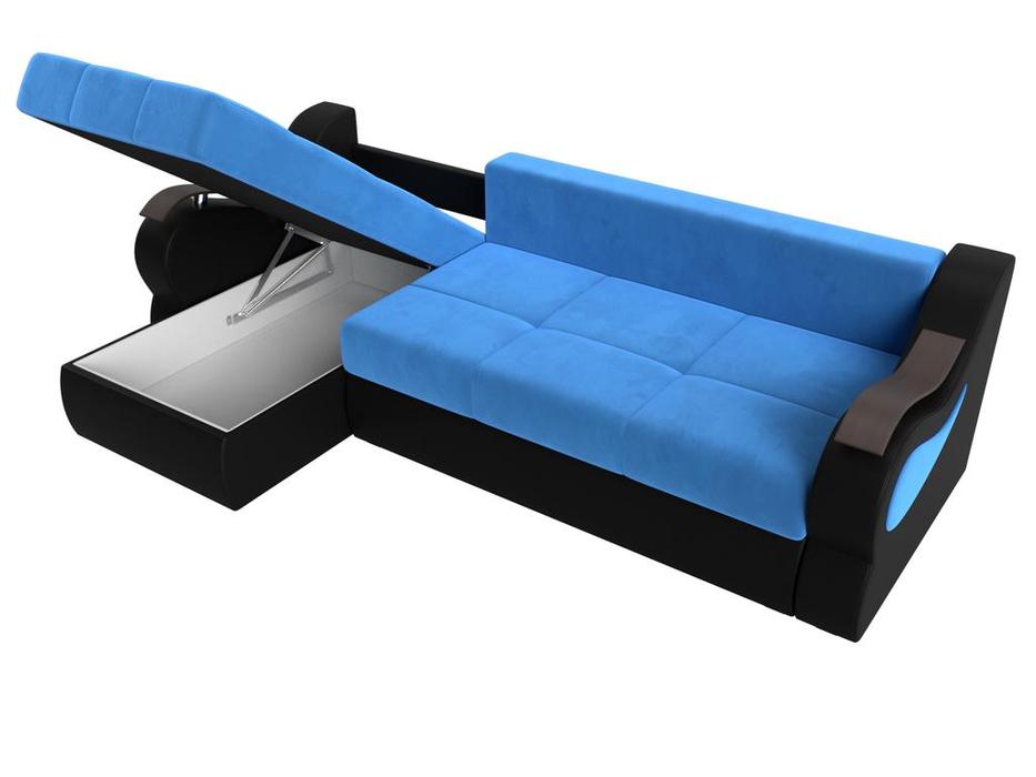 Лига Диванов: Меркурий: диван угловой (голубой/черный)