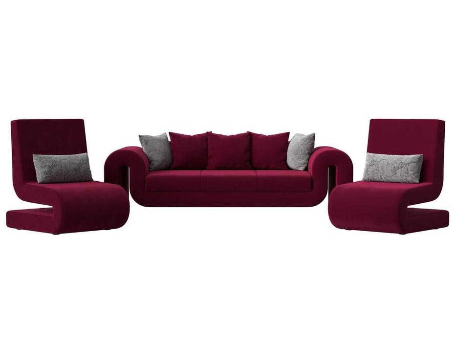 Лига Диванов: Волна: комплект мягкой мебели (бордовый)